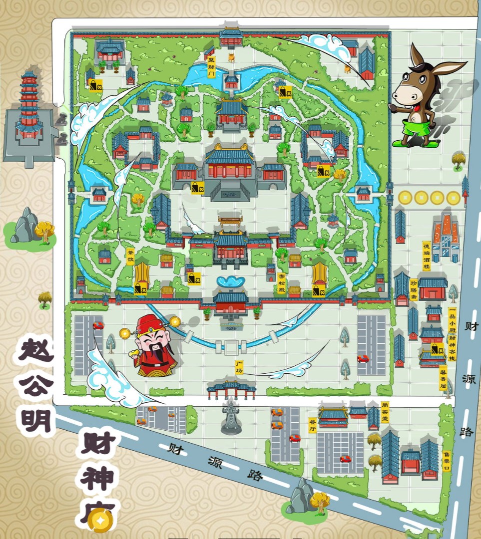 湟源寺庙类手绘地图